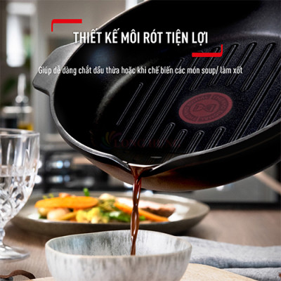 Chảo đúc nướng Tefal Robusto có miệng rót - Hàng chính hãng