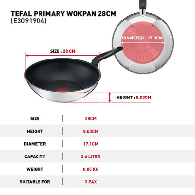 Chảo xào Tefal Primary 28cm E3091904 - Hàng chính hãng