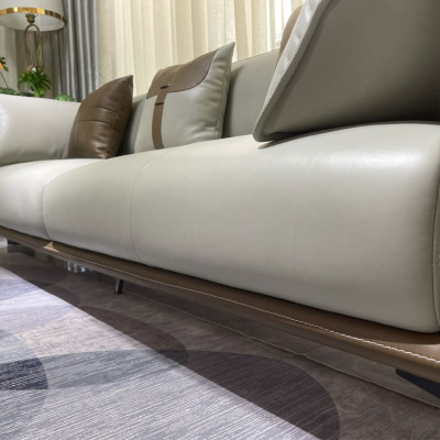 Combo ghế sofa băng da bò Italy Juno sofa màu xám SFBCT11 2m4 /1m2 hàng cao cấp chuẩn da bò nhập khẩu Ý