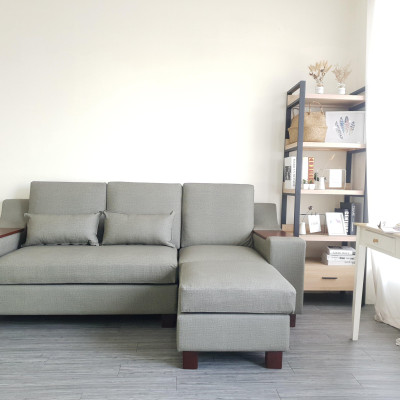 Sofa bed góc L Juno sofa màu xám, kem, xanh dương