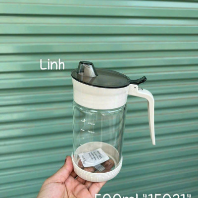 Bình Thủy Tinh Rót Dầu Ăn/Nước Mắm Có Vòi & Phễu Tích Hợp – Dung Tích 500ml – Chai Đựng Gia Vị Thông Minh, Chịu Nhiệt, Có Vạch Chia- HÀNG CHÍNH HÃNG MINIIN