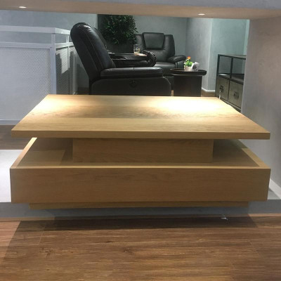 Bàn sofa gỗ sồi mặt bàn nâng hạ mở rộng hiện đại SMLIFE Claris 7C | D114,3 x R86,4 x C40,6cm | gỗ Cao Su và Veneer Sồi