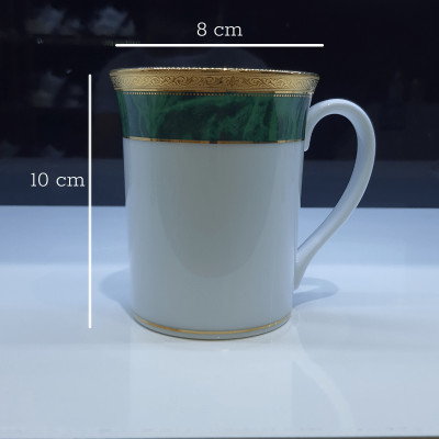 Cốc sứ cao cấp Noritake M164/T91332K, mạ vàng, hoa văn vân đá cẩm thạch màu xanh lá, dung tích 250ml - Hàng chính hãng