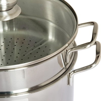 Bộ Nồi Luộc Gà Kèm Xửng Hấp Inox Size 32cm Dùng Mọi Bếp - Hàng Chính Hãng