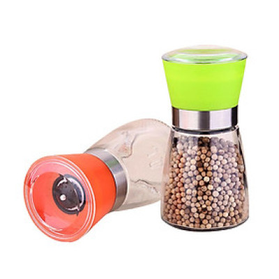 Dụng cụ xay và đựng tiêu thủy tinh nắp nhựa - màu ngẫu nhiên