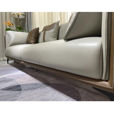 Combo ghế sofa băng da bò Italy Tundo màu xám SFBCT11 2m4 /1m2 hàng cao cấp chuẩn da bò nhập khẩu Ý