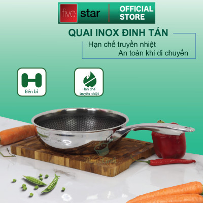 Chảo chống dính tổ ong cao cấp FIVESTAR 3 lớp đáy liền inox 304 siêu bền , chống trầy xước 24cm / 26cm / 28cm