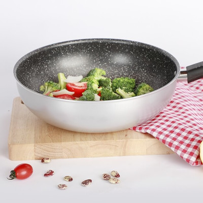 Chảo xào chống dính vân đá cao cấp, đáy từ Elmich 4702OL 30cm, Hàng chính hãng, Dùng được mọi loại bếp - JoyMall