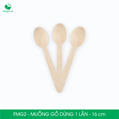 FMG2 - Combo 100 Muỗng gỗ ngắn 16 cm dùng 1 lần - Thìa gỗ ngắn dùng 1 lần tiện lợi thân thiện môi trường