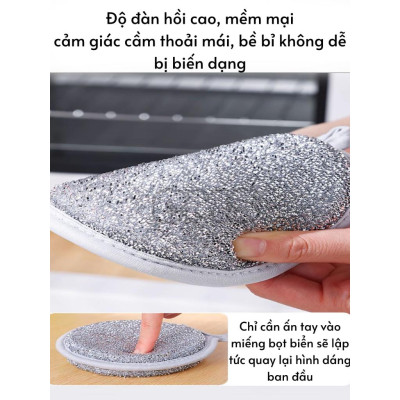 Set 3 miếng bọt biển rửa chén bát 3 lớp cọ xoong nồi giẻ rửa bát đĩa đa năng siêu tạo bọt