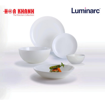 Đĩa Thủy Tinh Luminarc Diwali Trắng 27cm đựng thức ăn, cường lực, chịu nhiệt - Bộ 3 đĩa - N3604