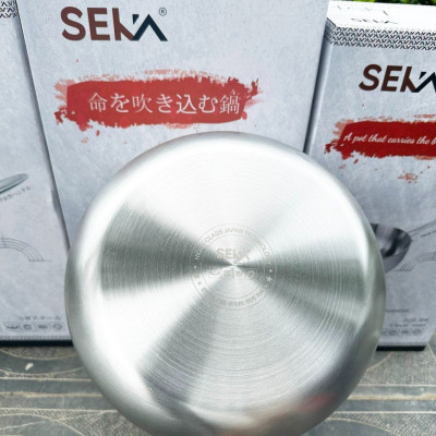 Chảo Tuyết Nguyên Khối SEKA, Chảo Inox Nguyên Khối Chống Dính, Đáy Từ 22, 24, 26cm Dùng Được Mọi Loại Bếp - Hàng Chính Hãng