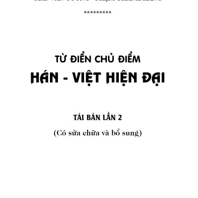 Từ Điển Chủ Điểm Hán Việt Hiện Đại