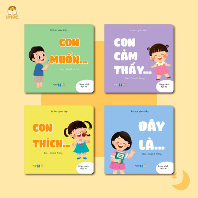 Sách - Bộ Bé Học Giao Tiếp 4 cuốn - Bồi cứng & Song ngữ Việt-Anh