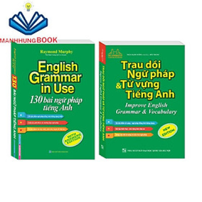 Sách - Combo 2 cuốn : 130 bài ngữ pháp tiếng Anh (tái bản) - có màu + Trau dồi ngữ pháp và từ vựng tiếng Anh