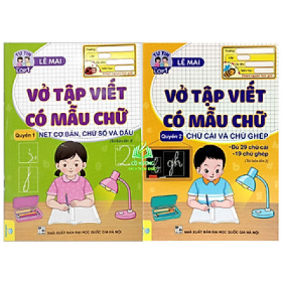Sách - Vở Tập Viết Có Mẫu Chữ Quyển 1 + 2 - nét cơ bản, chữ số và dấu + chữ cái và chữ ghép