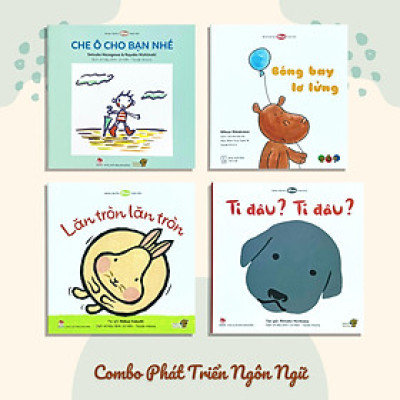 Sách - Combo Ehon Phát Triển Ngôn Ngữ Cho Bé 0 Đến 3 Tuổi: Che Ô Cho Bạn Nhé, Bóng Bay Lơ Lừng, Lăn Tròn, Ti Đâu