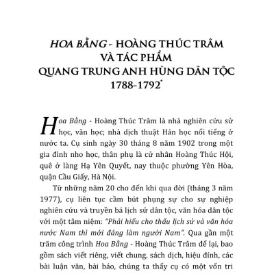 Quang Trung Anh Hùng Dân Tộc (1788-1792) - Hoa Bằng (Hoàng Thúc Trâm) 