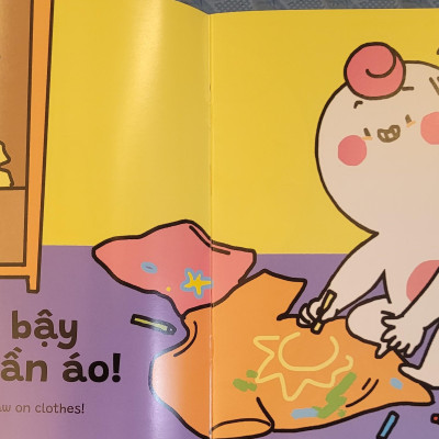 Sách Ehon Miu Bé Nhỏ Phần 3 Song Ngữ - Đừng Vẽ Bậy Nhé