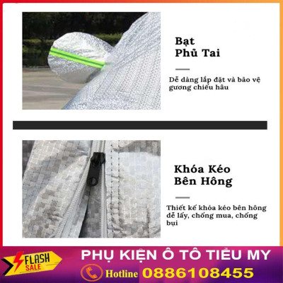 Bạt Phủ Xe Ô Tô Kia Morning, Soluto, Cerato, Seltos, K3, Rondo, Optima, Sorento, Sedona, Chất Liệu Bạt Tráng Nhôm 3 lớp