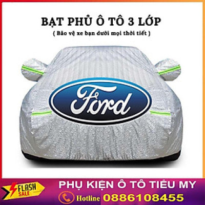 Bạt Phủ Xe Ô Tô Ford EcoSport, Everest, Escape, Focus, Explorer, Ranger - Chất Liệu Bạt Tráng Nhôm 3 Lớp