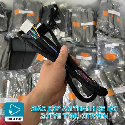 Giắc DSP/ampli, nối màn hình nguyên bản xe Zotye T600, Citroen, độ loa Plug N Play.