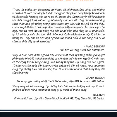 NGƯỜI & MÁY (Human + Machine) - Định Hình Lại Công Việc Trong Thời Đại AI - Paul R. Daugherty và H. James Wilson - Phan Thị Công Minh dịch - (bìa cứng)