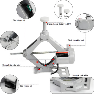Bộ nâng kích gầm điện ô tô thương hiệu cao cấp ROGTZ TY-45EJ 5 tấn 12V - Công suất 150W - Trọng Lượng Bộ: 7.7Kg - Hàng Nhập Khẩu