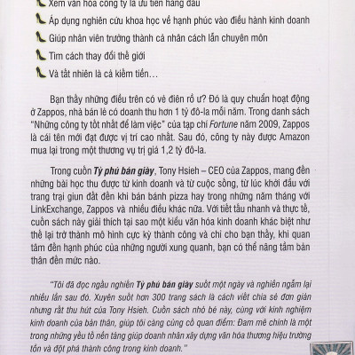 Tỷ Phú Bán Giày (Cuốn sách bán chạy nhất trên trang Amazon: xếp thứ 1 trong các sách về Dịch vụ khách hàng; xếp thứ 5 trong các sách về Marketing và Bán hàng; và xếp thứ 7 trong các sách về Quản lý)- Tặng Sổ Tay Giá Trị (Khổ A6 Dày 200 Trang)