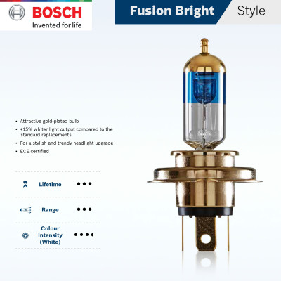 Bóng Đèn Tăng Sáng Bosch H1 12V 55W Fusion Bright 3300K (Hộp 2 Bóng)