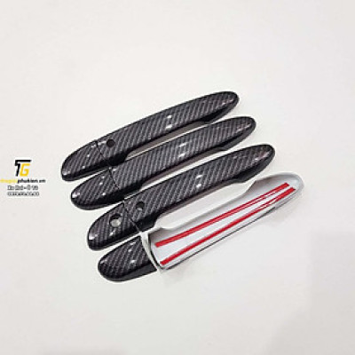 Bộ ốp tay nắm cửa xe Mazda 3 2015-2019 vân Carbon - Tặng miếng dán trong suốt chống xước hõm cửa