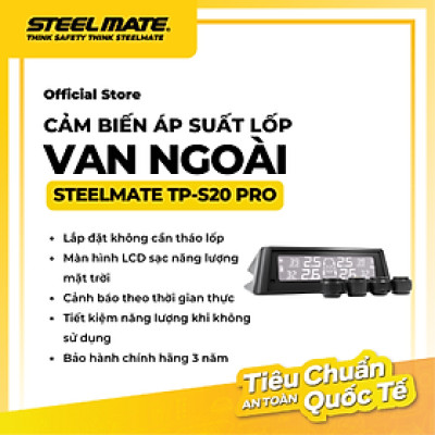 Cảm Biến Áp Suất Lốp Ô Tô STEELMATE TP-S20 PRO – Van Ngoài, Hiển Thị LED, Cảnh Báo Áp Suất & Nhiệt Độ Chính Xác, Bảo Hành 3 Năm