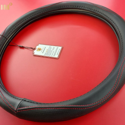 Bọc vô lăng cao cấp Macsim mã 8892 màu đen chỉ đen - chất liệu da thật - Khâu tay 100% size M phù hợp các loại xe