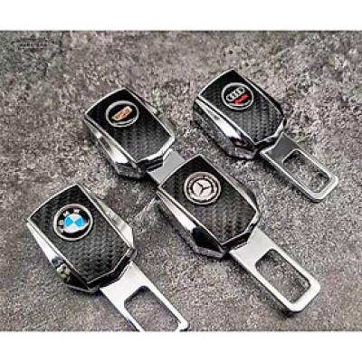 Chốt Cài Dây An Toàn Xe Hơi, Chốt Cài Full Logo Hãng Xe Loại Cao Cấp có đầu nối với dây an toàn màu da cacbon đẳng cấp