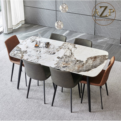 Bàn Ghế Ăn Phong Cách Đương Đại Châu Âu - Xu Hướng Hiện Nay Cho Không Gian Hiện Đại - Chân Thép Mặt Đá - Hàng Nhập Khẩu AZP