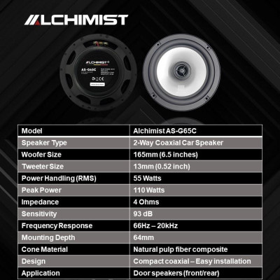 Bộ 2 Loa Cánh Đồng Trục Alchimist AS-G65C - Công suất lớn, Âm thanh Hi-Fi