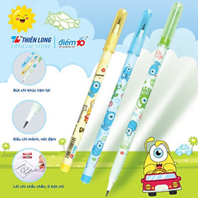 Bút chì khúc Thiên Long Điểm 10 TP-PC005 - Lõi chắc chắn nét đậm, ít bột chì - Màu ngẫu nhiên