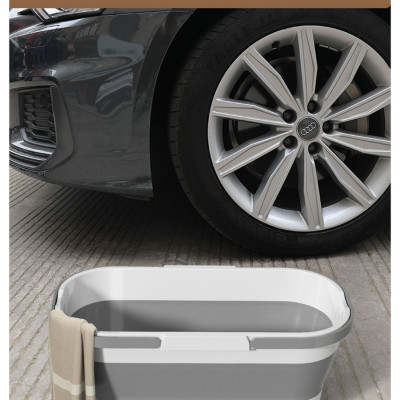 Chậu Gấp Gọn Tiện Lợi Giặt Cây Lau Nhà Chùi Kính Xô Đựng Nước Gấp Gọn Đa Năng Có Bánh Xe Dung Tích 12L