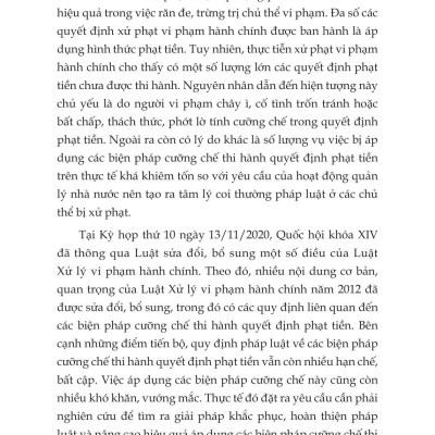 Các Biện Pháp Cưỡng Chế Thi Hành Quyết Định Phạt Tiền Trong Xử Phạt Vi Phạm Hành Chính: Thực Trạng Và Giải Pháp