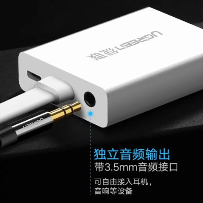 Ugreen UG40247MM103TK Màu Trắng Bộ chuyển HDMI sang VGA dây dẹp kèm cổng âm thanh - HÀNG CHÍNH HÃNG