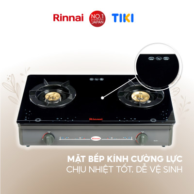 Bếp gas dương Rinnai RV-8711(GL-Sp) mặt bếp kính và kiềng bếp men - Hàng chính hãng.