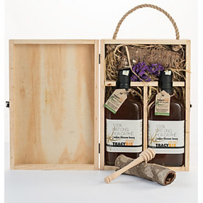 Hộp quà gỗ đôi mật ong hoa cà phê 850G