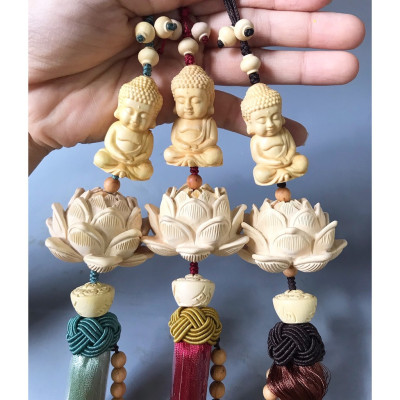 Khánh Liên Hoa Trang Trí Xe Hơi , Dây Treo Sen Gỗ Hoàng Dương Trang Trí Ô Tô