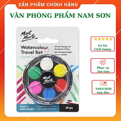 Bộ Màu Nước Dạng Thỏi Nén hiệu Mont Marte 18 màu/bộ - Watercolour Travel Set Signature 18pc