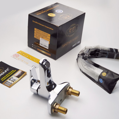 Vòi Lavabo nóng lạnh 2 chân Đồng mạ Chrome Eurolife EL-SUN 03 (Trắng bạc)