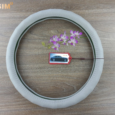 Bọc vô lăng cao cấp Macsim mã 8932 màu ghi xám - Chất liệu da thật - Khâu tay 100% size M