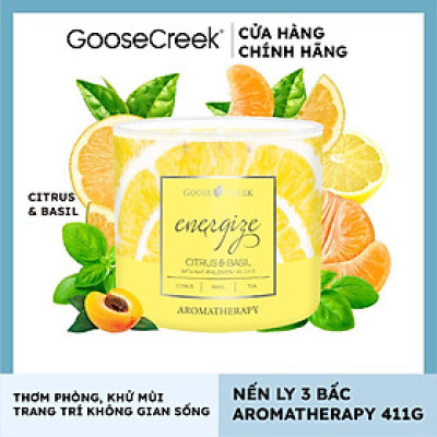 Nến ly 3 bấc Aromatherapy Goose Creek (411g) - Citrus & Basil