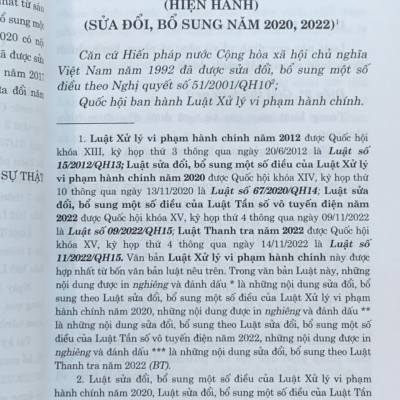 Luậtxử lý vi phạm hành chính (hiện hành) (sửa đổi, bổ sung năm 2020)