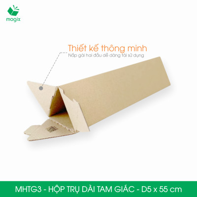 MHTG3 - D5x55 cm - 20 Hộp trụ dài tam giác thay thế ống giấy - Hộp carton đóng gói hàng