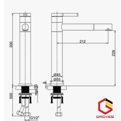 Vòi rửa mặt, vòi rửa lavabo đa năng thân cao đồng mạ trắng đẹp sang trọng thanh lịch GROES GR 7011C